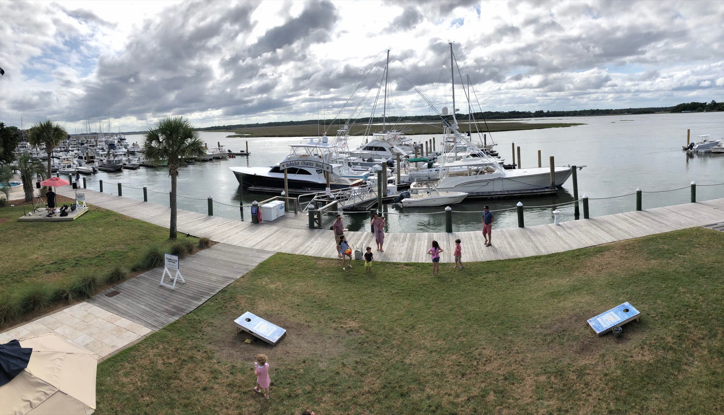 Boats in the slips at Bohicket Marina