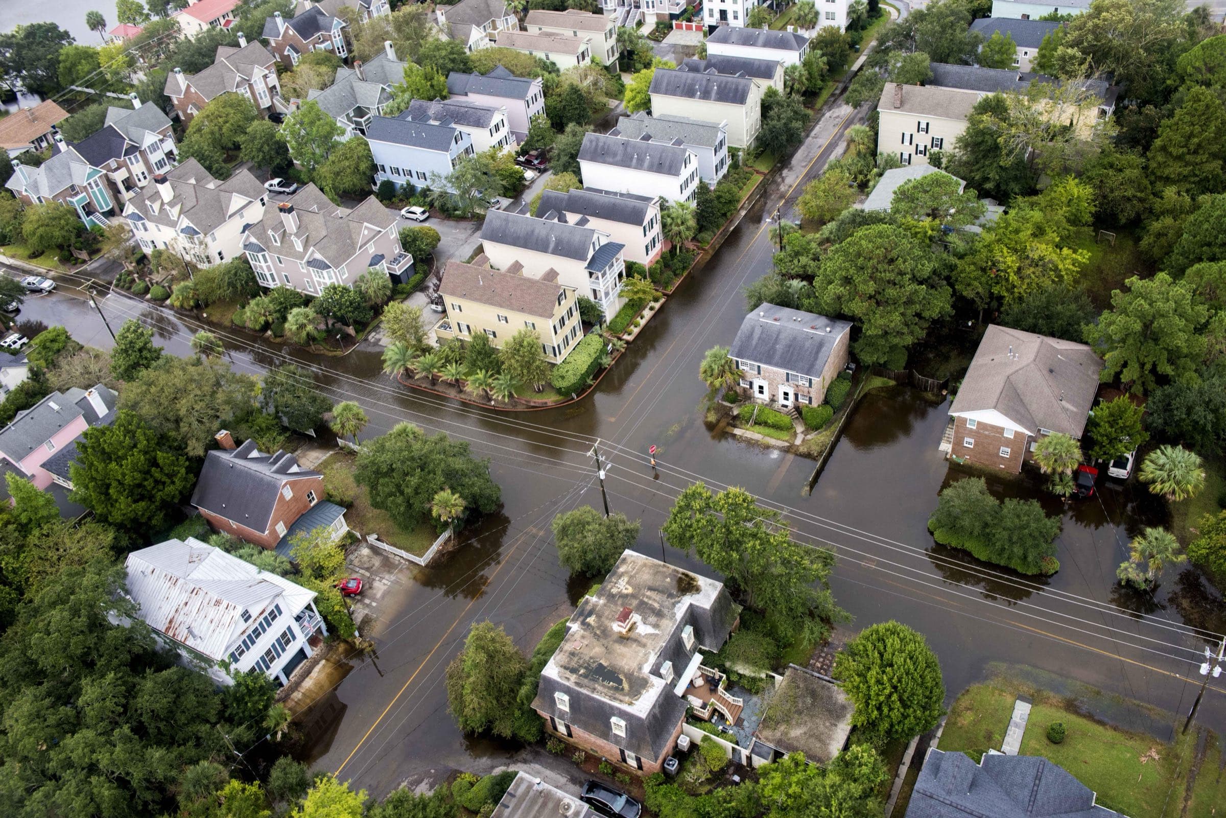 Aerial view of flooding around Charleston, October 2015