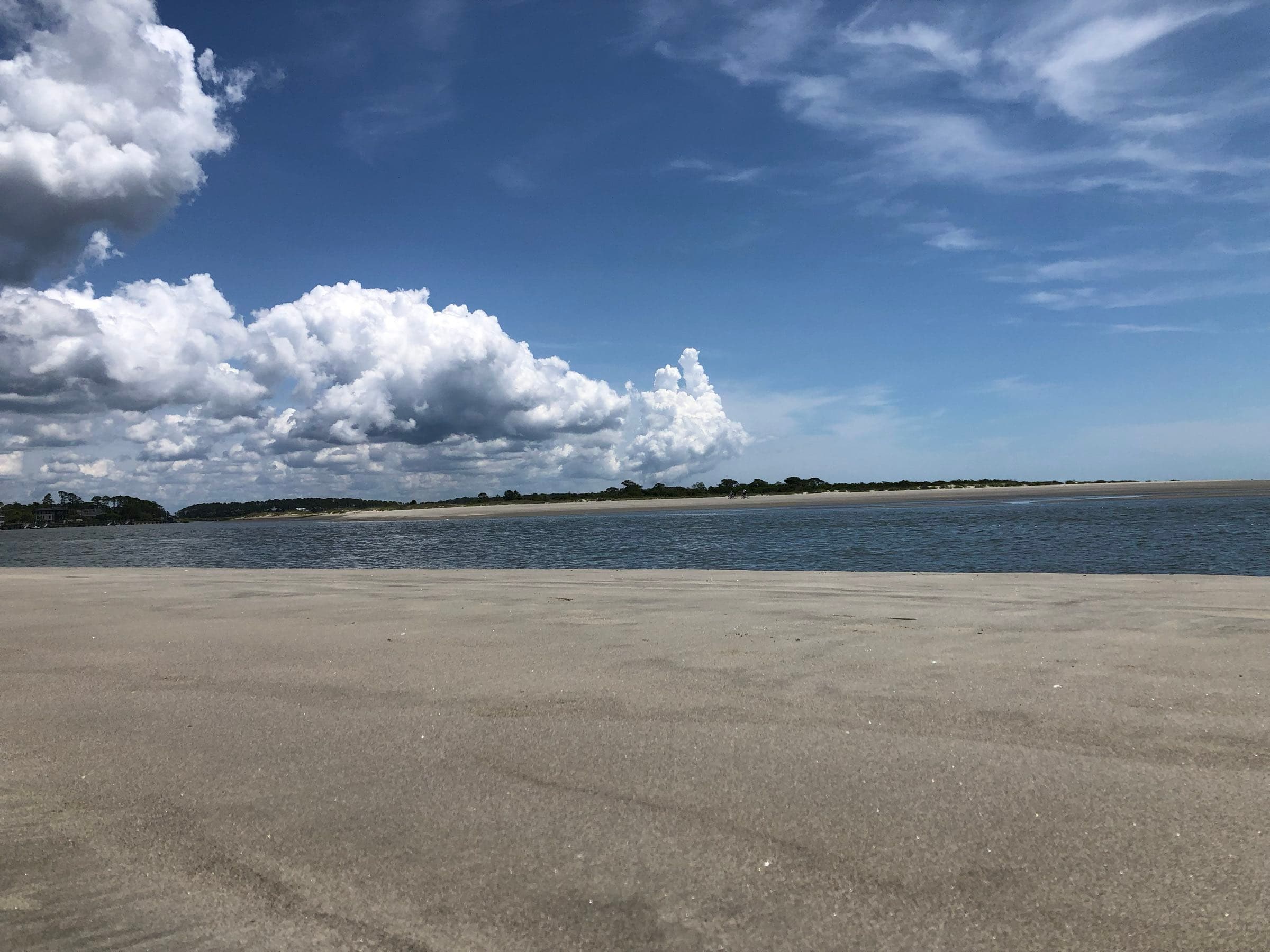 Wide sandbar beach at Captain Sam's Inlet, Seabrook Island